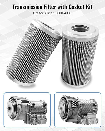 Transmission Filter Kit Fits for Allison 3000-4000, 6 Inch Includes Gaskets and O-Rings, Replace 29548988 29558118 29558329 P560971