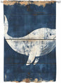 Sheer Curtains 72 Inches Long, Ocean Whale Blue Semi Sheer Curtains Light Filtering Window Treatment, Summer Sea Vintage Wooden Grain Privacy Voile Drapes for Living Room Bedroom 52x72 Inch