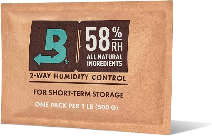 Boveda 58% Two-Way Humidity Control Pack For Storing 1 lb – Size 67 – Single – Moisture Absorber for Storage Containers – Humidifier Pack – Individually Wrapped Hydration Packet – Less Sticky