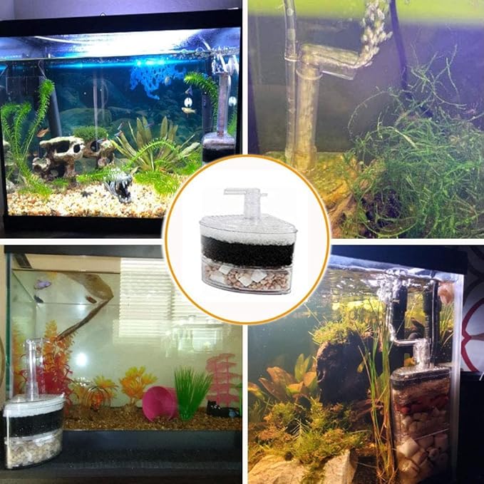 XINYOU Corner Filter Air Driven Bio-Sponge Ceramic for Fry Shrimp Fish Tank Aquarium XY-2010, 2.75 x 3.15 x 11 inches