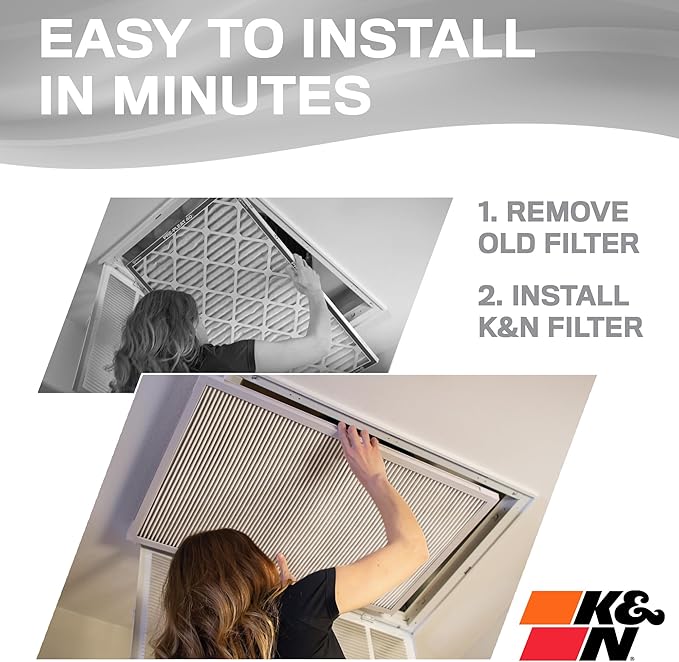 K&N 14X20X1 HVAC Furnace Air Filter, Lasts a Lifetime, Washable, Merv 8, the Last HVAC Filter You Will Ever Buy, Breathe Safely at Home or in the Office, HVC-8-11420