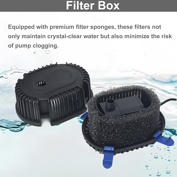 Pond Filter with Pump Fountain Kits, Submersible Pump Pond Fountain Koi Pond Filters for Outdoor Pond,3 Water Patterns Decoration Garden Pond Landscape,400GPH 110V Corded Electric