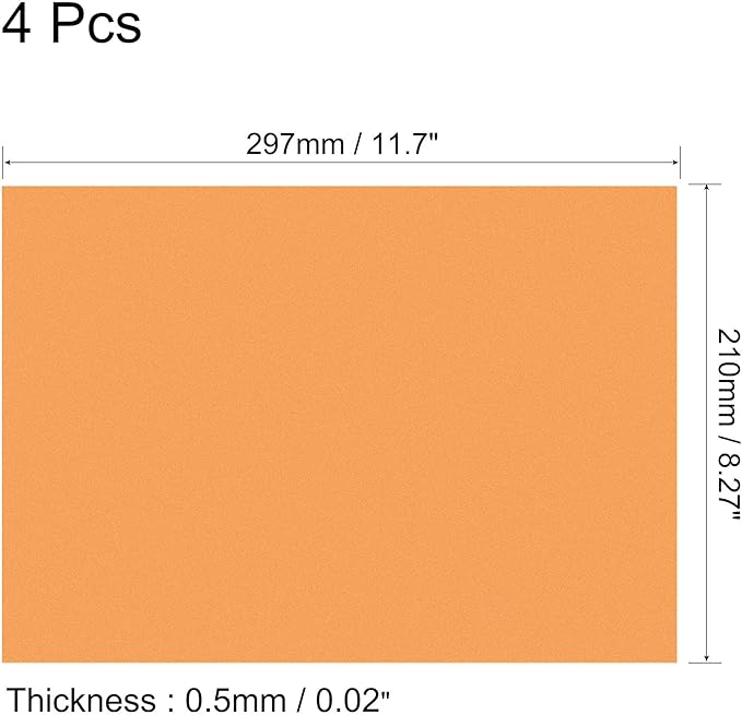 uxcell 4Pcs A4 Gel Light Lighting Filter Overlay Transparent Color Correction Plastic Vinyl PVC Sheets Photography Television Matte Orange,0.5mm