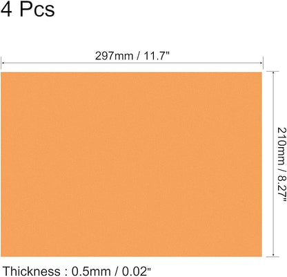 uxcell 4Pcs A4 Gel Light Lighting Filter Overlay Transparent Color Correction Plastic Vinyl PVC Sheets Photography Television Matte Orange,0.5mm