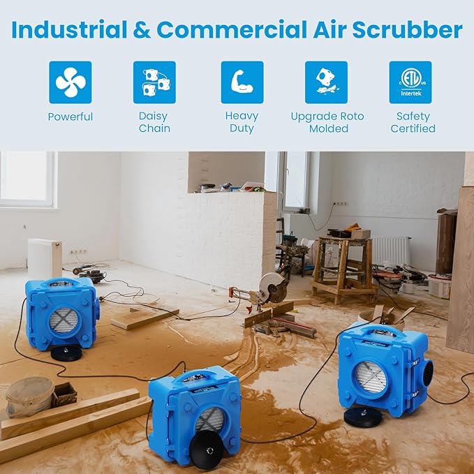 CADPXS Shield-550 Air Scrubber, Negative Machine Airbourne Cleaner HEPA Scrubber Water Damage Restoration Equipment Air Purifier