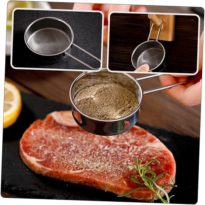 Luxshiny 2pcs Stainless Steel Flour Sieve with Hanging Ear Portable Rust Handheld Strainer for Baking Powdered Sugar Cocoa Almond Powder Kitchen Utensil for Home and Restaurant Use