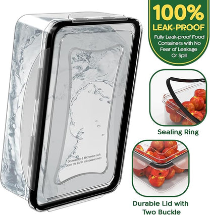 44 Pcs Food Storage Containers with Lids Airtight- (22 Stackable Boxes-22 Lids) Plastic Meal Prep Container for Pantry Kitchen Organization, Microwave, Dishwasher, Freezer Safe -100% Leak Proof