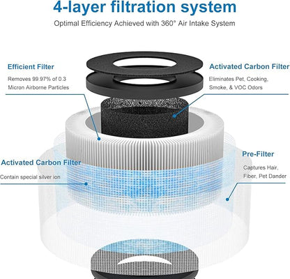 MK01 MK06 Air Filter Replacement Compatible with Aroeve MK01 MK06, ToLife TZ-K1 and Kloudi DH-JH01 Filter, Standard Version, Blue