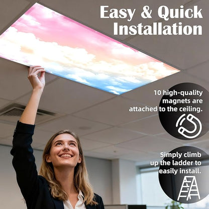 Fluorescent Light Covers - Classroom Covers for Ceiling Lights, 1 PCS 4 x 2 Feet Magnetic Light Filters, Classroom, Office Decor (Rainbow)