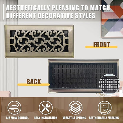 Floor Vents Register Ease Adjust 4X10 Inch Floor Air Vent Heavy Duty Walkable Steel Bronze Color Floor Register Vents Air Vent Cover for Home