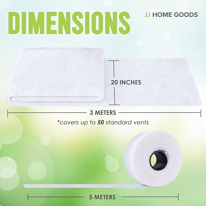 Air Vent Filters - 20"x118" makes 50 Filters w/ 197" Installation Tape,Electrostatic MERV 8 Media for AC HVAC Air Duct Filter Register & Grilles