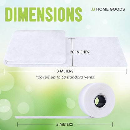 Air Vent Filters - 20"x118" makes 50 Filters w/ 197" Installation Tape,Electrostatic MERV 8 Media for AC HVAC Air Duct Filter Register & Grilles