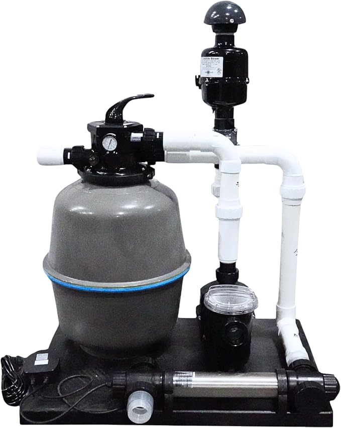 HALF OFF PONDS Simply Clear Koi Pond Filter System with 2HP Blower, UV Clarifier & 3,200 GPH Pump – Filters Ponds Up to 2,500 Gallons – Complete Kit with Bio Media, Multiport Valve, Gauge