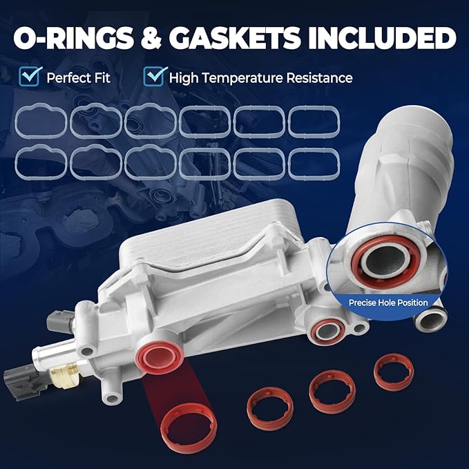 926-959 Upgrade Aluminum Engine Oil Cooler Oil Filter Housing for 2017-2018 Jeep Wrangler Grand Cherokee Dodge Challenger Charger Journey Caravan Durango Chrysler 300 200 Town Country Ram 3.6L 926-876