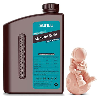 SUNLU 3D Printer Resin 2kg, Fast Curing Standard 3D Resin for LCD DLP SLA Resin 3D Printers, 395 to 405nm UV Curing 3D Printing Liquid Photopolymer Resin, Low Shrinkage, High Precision, 2000g, Beige