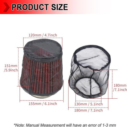 Universal Air Filter Cover, Air Filter Wrap for Motorcycle Car Air Intake Filter Protective Cover Dustproof Waterproof Universal Accessories (Filter S), Pack of 4