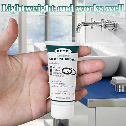 KEZE Silicone Grease Waterproof Food Grade Silicone Sealant Lubricant for Plumbers Valve Faucet O Rings 1 oz 3-Pack