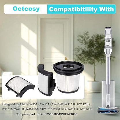 6 Pack IW3511 IW1111 HEPA Filters Replacement for Shark IW3511 DetectPro Lightweight Cordless Stick Vacuum Cleaner. For Shark Detect Pro Auto-Empty System PowerFins Brushroll Portable Handheld 2-In-1