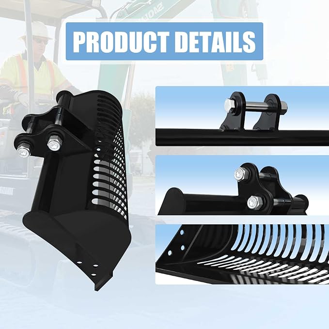 24-inch / 600-millimeter Screen Bucket, Excavator Accessory, Suitable for AGT and Other Chinese mini excavators, Used as a Filtering Frame Screen Bucket for Filtering and Sorting Materials.