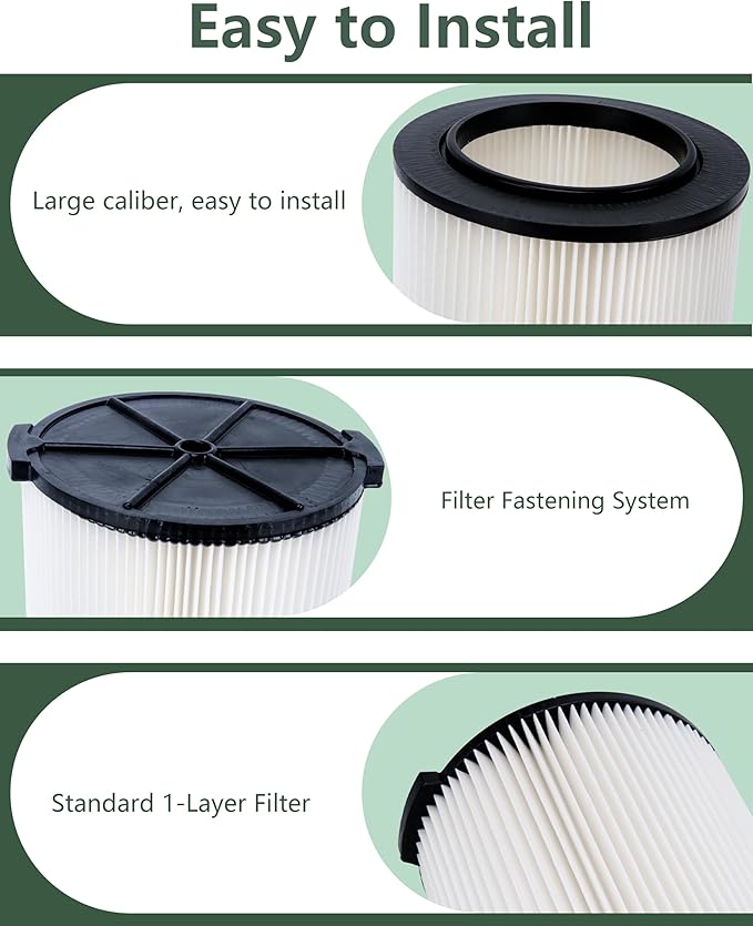 2 Pack Vf4000 Replacement Filter for Ridgid 6-16 Shop Vac Filter Wet Dry Vacuum Filters