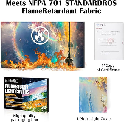 Fluorescent Light Covers - Classroom Covers for Ceiling Lights, 1 PCS 4 x 2 Feet Magnetic Light Filters, Classroom, Office Decor (Auspiciousness Clouds)