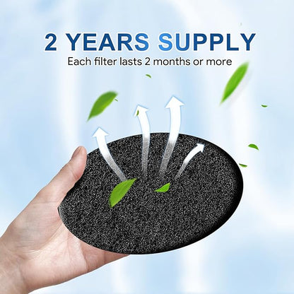 KEEPOW Compost Bin Filter, 12 Pack 7.25" Charcoal Filters for Kitchen Compost Bin Countertop, Charcoal Filters for Compost Bucket, Activated Carbon Filter for Compost Pail Counter Refill Sets (Round)