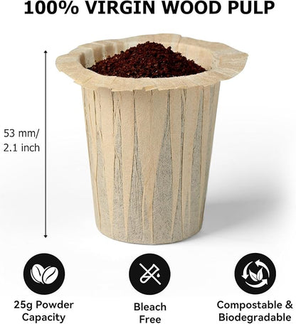 Disposable Coffee Filters (2.1" H) for My K-Cup, K-Carafe, Cuisinart SS-RFC and Other Large Reusable Filter Cups (Unbleached 100 Count)
