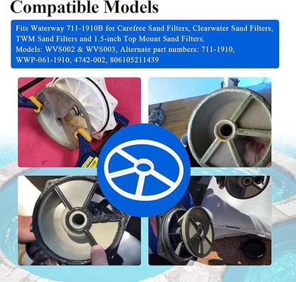 3 Pcs Diverter Spider Gasket Compatible with Waterway 711-1910B/806105211439, Fit for Carefree, Clearwater, TWM Sand Filters Models WVS002 & WVS003 1.5-inch Top Mount Pool Sand Filters Multiport Valve