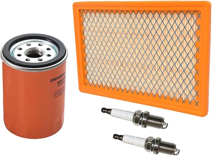 Euros Air Fil-ter 0E9371AS Maintenance Kit Fit For Gene-rac for HSB 8KW-11KW Evolution Series V-Twin Engine Generators 410CC 530CC Engine with 070185E Oil Filter Spark Plugs (Yellow-Maintenance Kit)