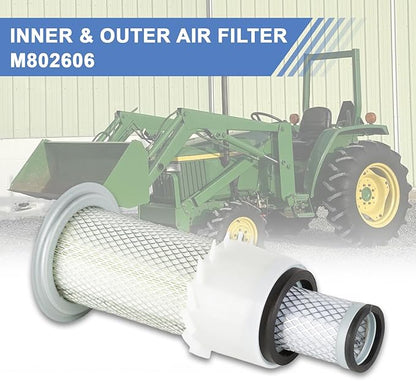 M802606 AF3036 Outer Inner CH12881 UC11955 Air Filter fits for Donaldson P814723 Compatible with Fleet Guard AF4758KM Compatible with John Deere Tractor 870 770 790 970 1070 1050