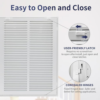 14"W x 20"H [Duct Opening Size] Steel Return Air Filter Grille - Removable Face/Door for 1 inch Filters -HVAC Vent Cover Grill - White [Outer Dimensions: 16 5/8"W X 22 5/8"H]