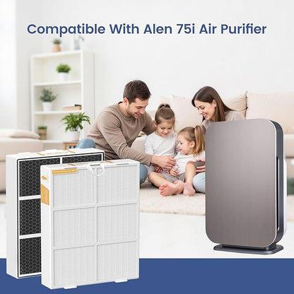 75i FRESH HEPA Filter Replacement Compatible with Alen BreatheSmart 75i Air Cleaner Purifier, Compare to Part B7-Fresh Fits B7-MP-Pet, True HEPA with Activated Carbon Filter, 1-Pack