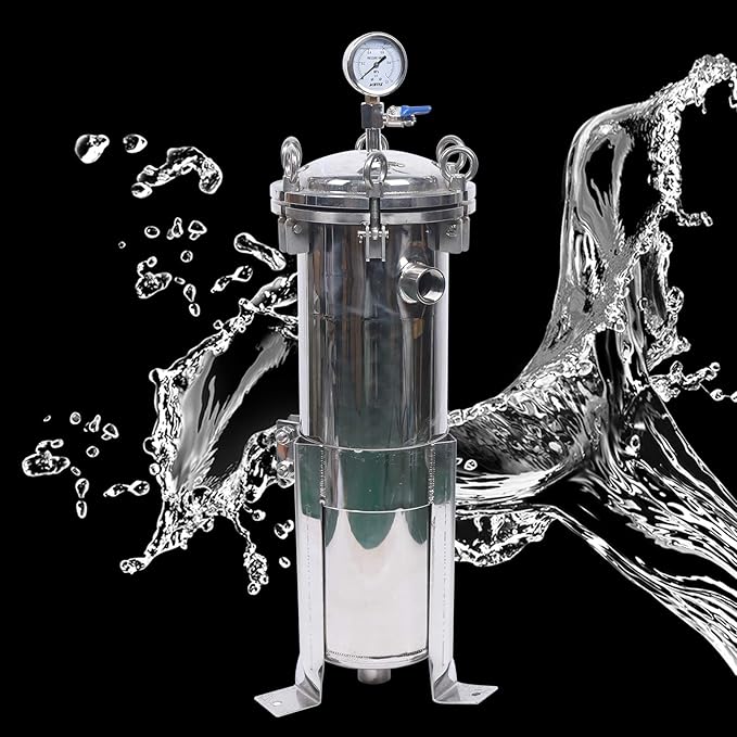 1" NPT Fluid Filter, 304 Stainless Steel - 2 Bag Filter Housing, 150PSL High Pressure Filtration System, 10t/h High Pressure Filter Available for Whole House