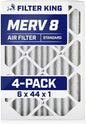 Filter King 6x44x1 Air Filter | 4-PACK | MERV 8 HVAC Pleated A/C Furnace Filters | MADE IN USA | Actual Size: 6 x 44 x .75"