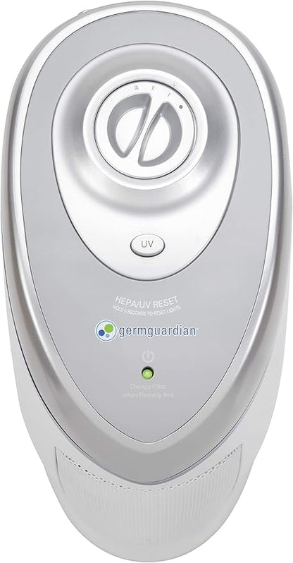 GermGuardian Air Purifier for Home with HEPA Pure Filter, for Wildfire Smoke, Pet Dander, Pollen, Odors, Large Rooms - 743 Sq. Ft., Removes 99.97% Pollutants, UV-C Light, 22", AC4825W, White