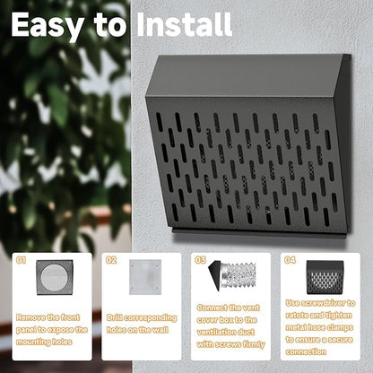 10 Inch Exhaust Vent Cover,Wall Vent Cover with Removable Front Panel Galvanized Steel Wall Cap with Stainless Steel Clamp, Weatherproof Air Vent for Residential, Kitchen, RV, Garages (10 inch)