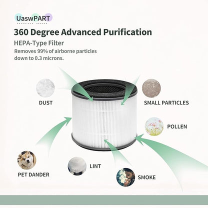 AP-T10FL Replacement Filter Compatible with HoMedics Air Pu-rifier Filter Replacement AP-T10-WT AP-T10-BK with Premium HEPA-TYPE and Efficient Activated Carbon Filters, Part# AP-T10FL, 2-Pack