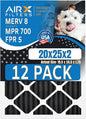 20x25x2 Air Filter MERV 8 Rating, 12 Pack of Furnace Filters Comparable to MPR 700, FPR 5, Pet Odor Retention Filters - Made in USA by AIRX FILTERS WICKED CLEAN AIR.