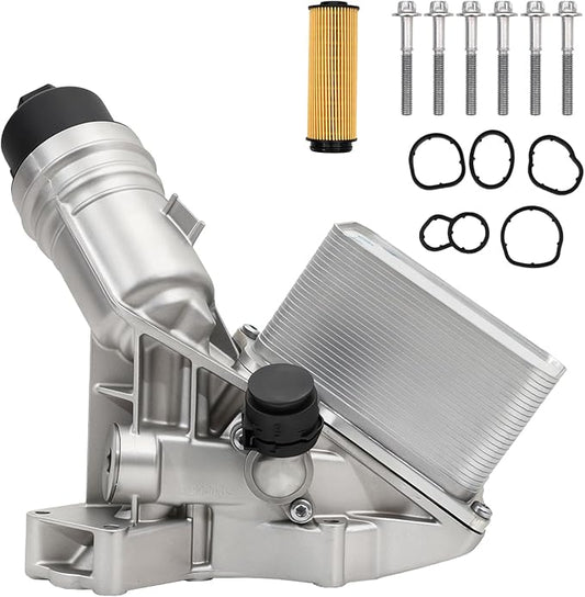 11428583895 Aluminium Engine Oil Filter Housing Assembly with Oil Cooler & Filter Compatible with BMW 340i 440i 540d 540i 640i 740i M240i X3 X4 3.0L 2016-2021 Replace # 11428511391