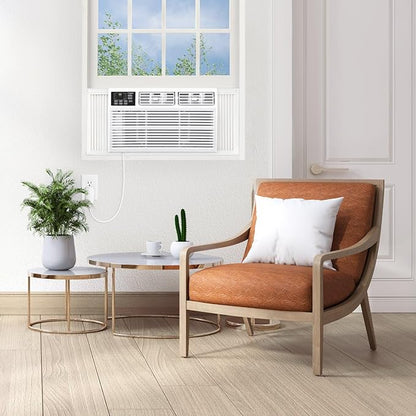 Whirlpool 8,000 BTU Window Air Conditioner with Supplemental Heat, Window Mounted AC Unit with Heater for Apartment, Living Room, Bedroom, Rooms up to 350 Square Feet
