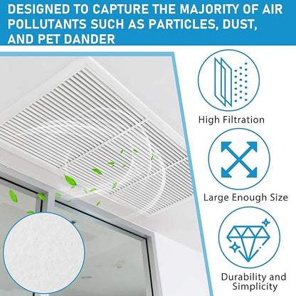 Pangda Merv 11 Air Filter Material 118'' x 23.6'' Cut to Fit Size Air Vent Filters for Home Register Vents Fan DIY Purification Clean Living, Stop Most Particles Dust Pet Dander, 19.37 Ft²