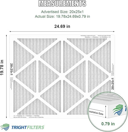 20x25x1 Air Filter 4 Pack, MERV 8 Pleated Dust Defense Air Filters Replacement Air Conditioner HVAC AC Furnace Filter, Durable and Lightweight