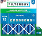 Filterbuy 25x25x4 Air Filter MERV 13 Optimal Smoke & Allergy Defense (2-Pack), Electrostatic Pleated HVAC AC Furnace Filters Replacement, Made in USA (Actual Size: 24.50 x 24.50 x 3.63)