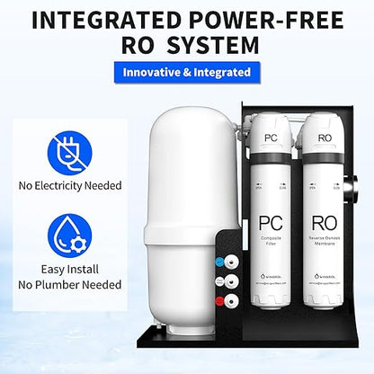 WINGSOL Integrated Reverse Osmosis Water Filter, NSF/ANSI 42/53/58, 10-Stage Under Sink RO Filtration System for pH+ Alkaline Remineralization Water, Easy Installation, No Electricity Needed