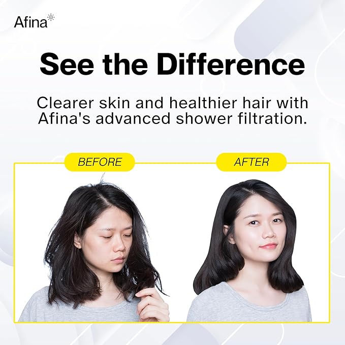 Afina Filtered Shower Head - Water Softener Showerhead with KDF-55 Shower Filter for Hard Water - High Pressure Rain Fall Experience - Universal Fit (Chrome)