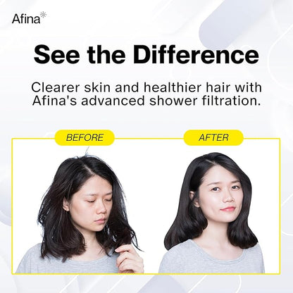 Afina Filtered Shower Head - Water Softener Showerhead with KDF-55 Shower Filter for Hard Water - High Pressure Rain Fall Experience - Universal Fit (Chrome)