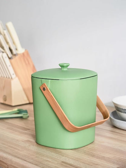 Bamboozle Countertop Compost Bin Kitchen | 1 Gallon | Odorless Composting Bin with Filters | Indoor Compost Bin with Lid | Plant Based Kitchen Composter for Food Scraps & Waste Recycling | Avocado
