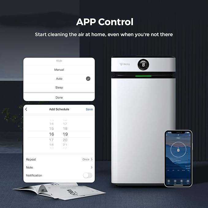 Airdog X8 Home Air Purifier for Rooms Up to 1,000 sqft. - Patented TPA Tech Up to 20X More Effective than HEPA - Washable Filter and Whisper Quiet