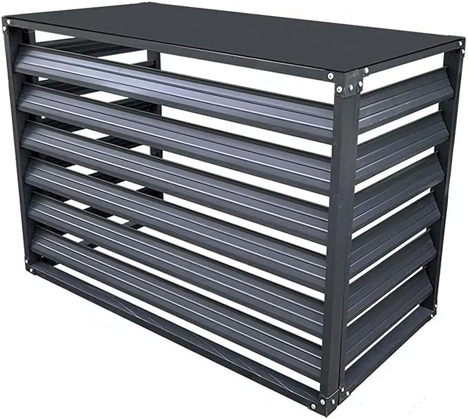 Outdoor Privacy Screen, Metal Air Conditioner Fence Cover with 4 Panels, Outdoor Trash Can Pool Equipment Enclosure Panels (Gray 1.5p)