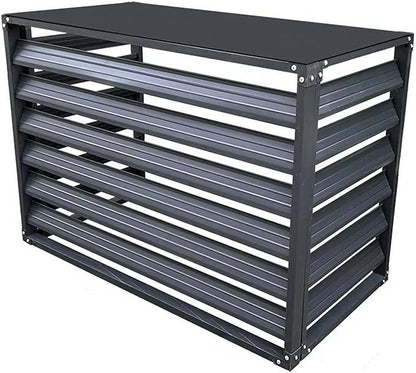 Outdoor Privacy Screen, Metal Air Conditioner Fence Cover with 4 Panels, Outdoor Trash Can Pool Equipment Enclosure Panels (Gray 1.5p)